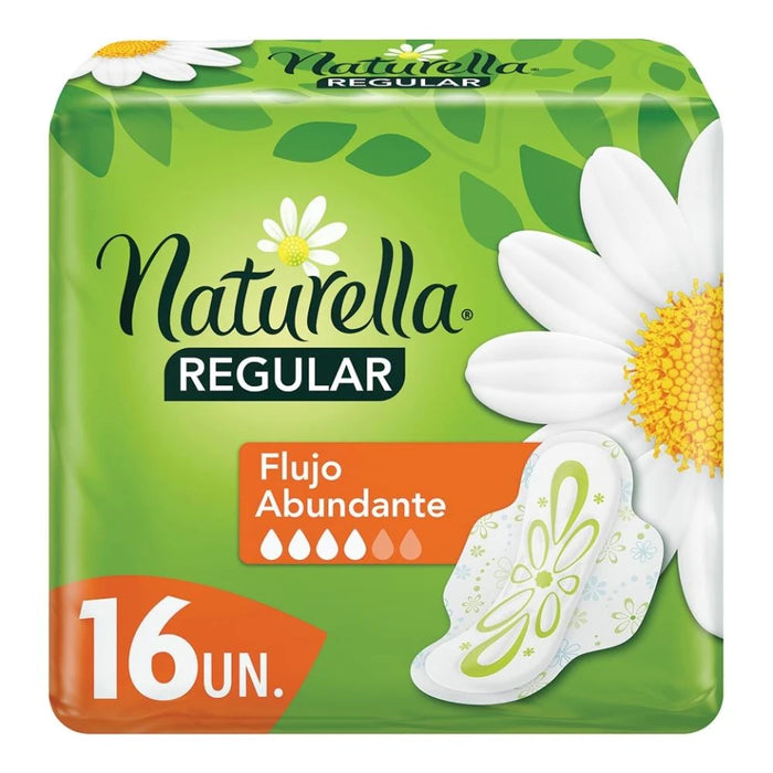 Naturella Regular Manzanilla Flujo Abundante Alas 16 toallas