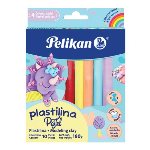 Plastilina Colores Pastel Caja con 10 Barritas Pelikan