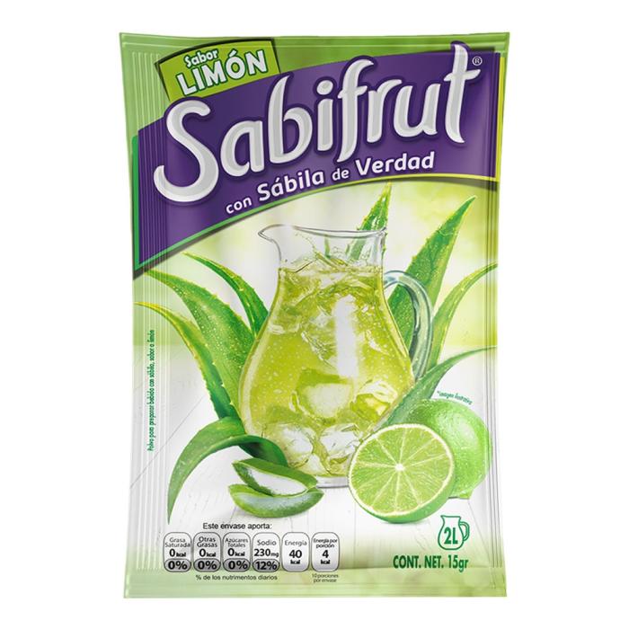 Polvo Sabifrut 15 g Limon con Sabila de Verdad Rnde 2 litros