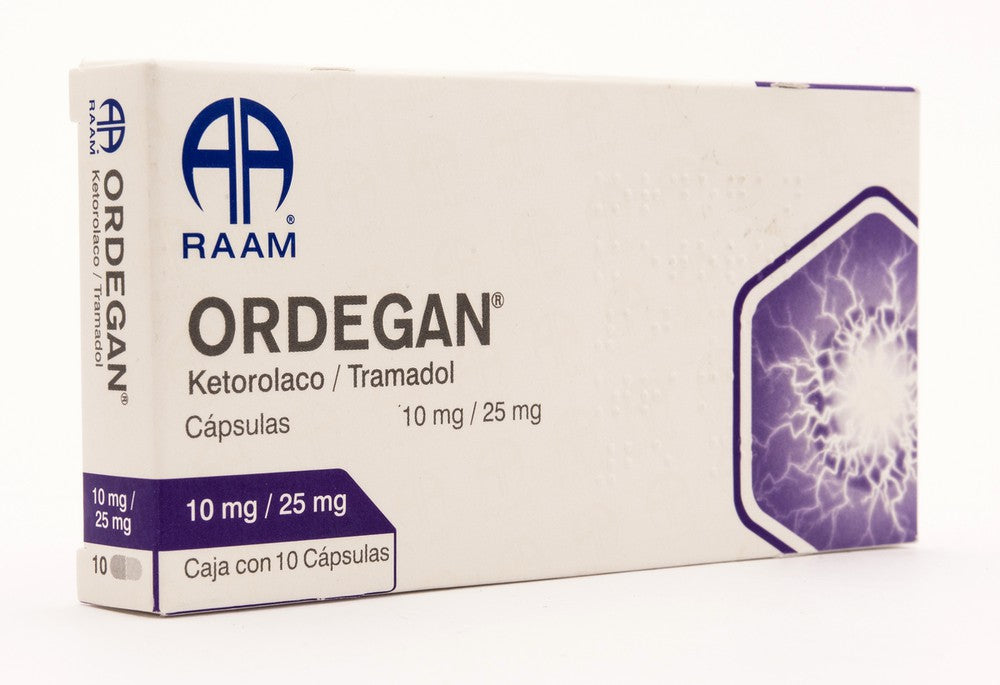 Ketorolaco / Tramadol Capsulas  10mg/25 mg Ordegan Caja con 10  RAAM