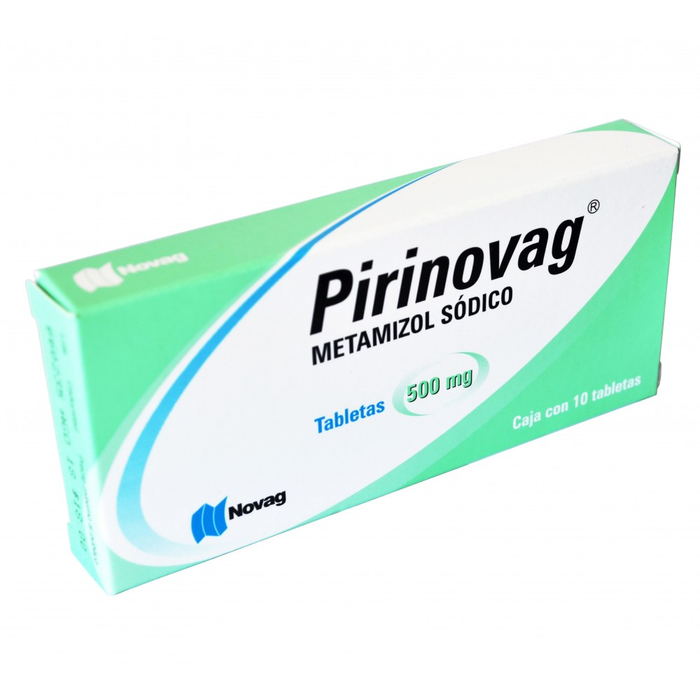 Metamizol Sódico 500 mg caja con 10 tabletas Pirinovag Novag