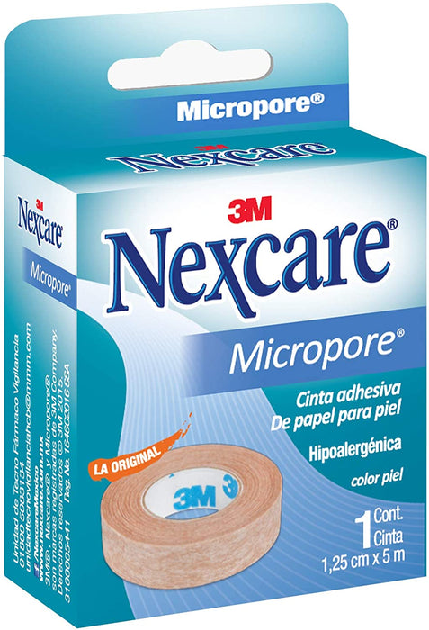 Micropore Piel 1.25cm x 5m Cinta Adhesiva Nexcare 3m