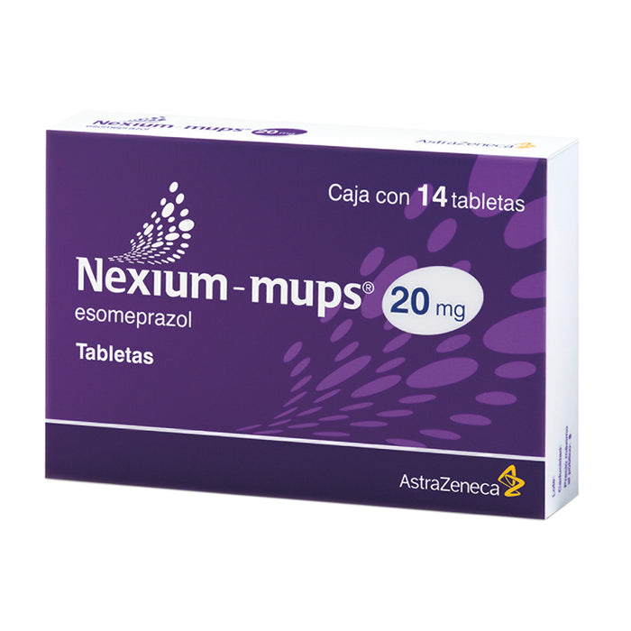 Nexium-Nups 20 mg caja c/14 tab. Esomepromazol AstraZeneca