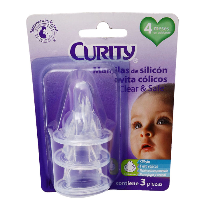 Mamila Evita Colicos Silicon Clear Safe +4 mese 3 pieza Curity