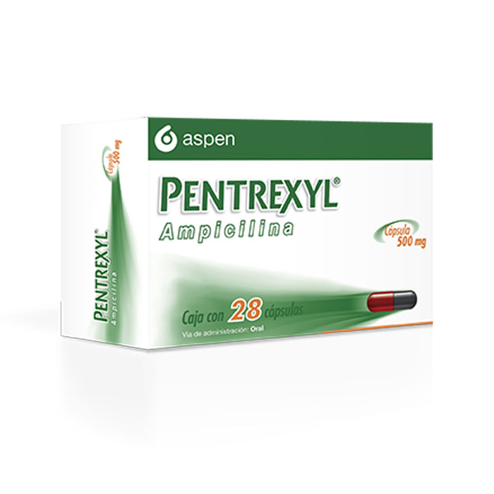 Pentrexyl Ampicilina capsulas 500 mg Caja con 28 Capsulas Aspen