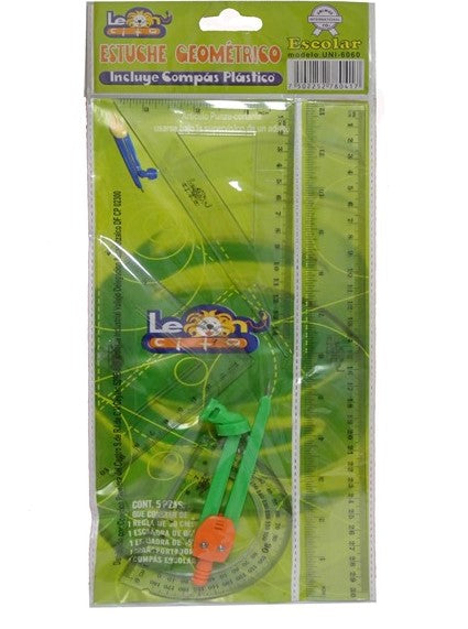 Juego de Geometria Plastico Transparente Leocito UNI-6090