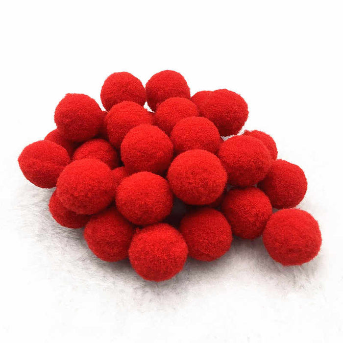 Pompón Rojo 25 mm 100% acrílico Bolsa 100 Piezas Selanusa