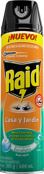 Insecticida en Aerosol 430 ml Raid Casa y Jardín con Esencia de Naranja