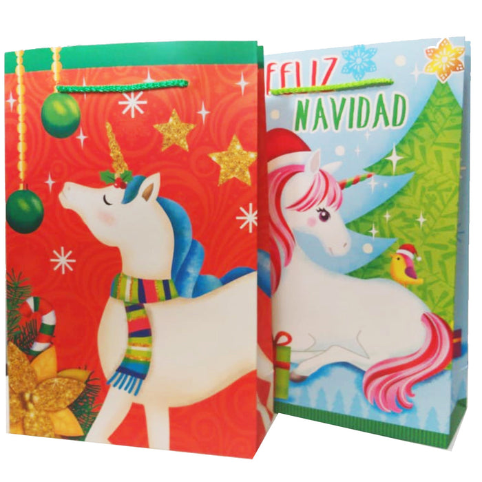 Bolsa de Regalo Mediana Navidad Unicornio 12/22