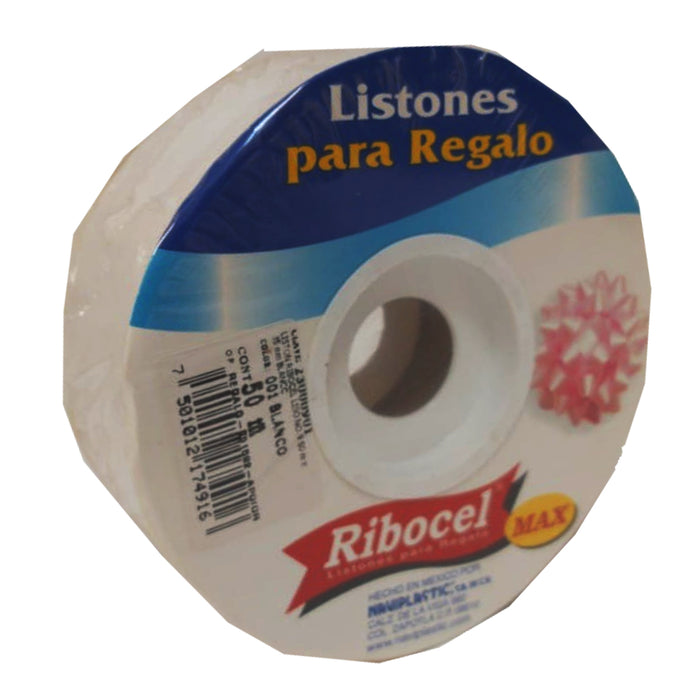 Listón Ribocel #9 Ancho 3.5 cm Rollo 50 m Blanco