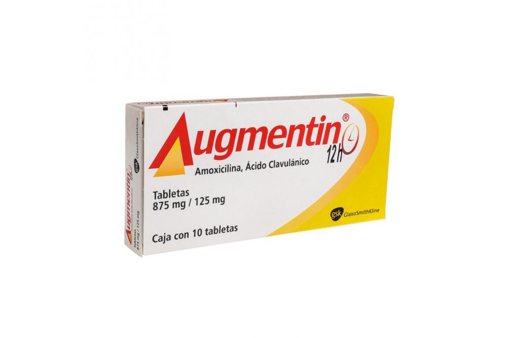 Augmentin 12 H Amoxacilina, Acido Clavulanico 875 mg/125 mg caja con 14 Tabletas Gsk