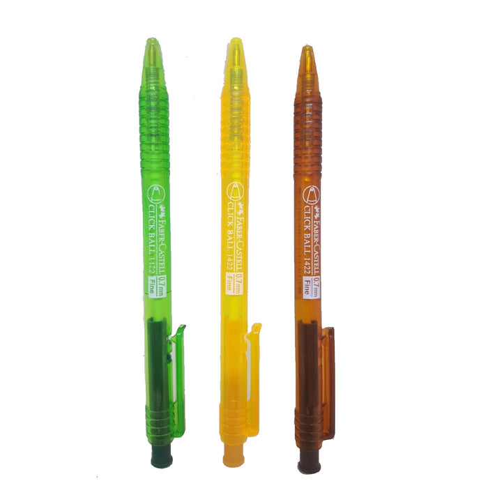 Pluma Faber-Castell Click Ball 0.7 Tinta Verde/Amarillo