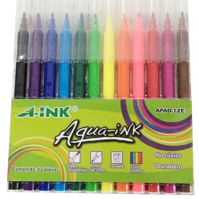 Plumones Aqua-Ink Base Agua A-Ink Apad-12E MAE