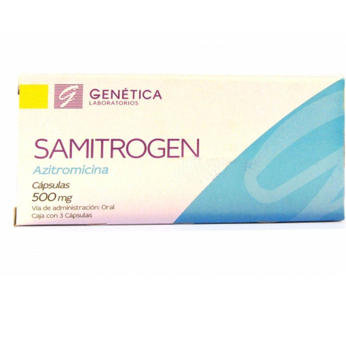 Samitrogen Azitromicina Capsulas 500 mg 3 capsulas Genética