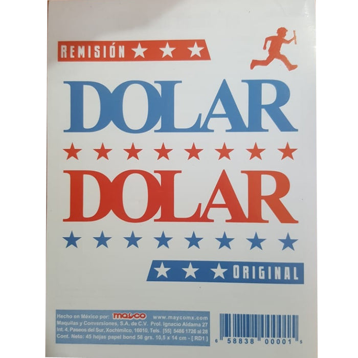 Notas de Remisión Original 1/8 Block 45 Hojas Dólar