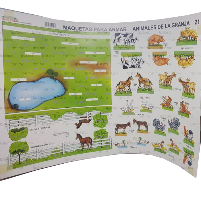 Maqueta Para Armar Doble Carta Animales de Granja