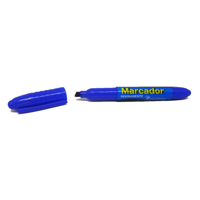 Marcador Permanente Escrimex Punta Cincel Azul