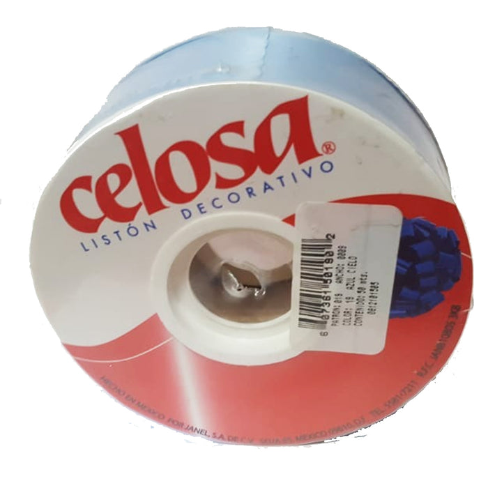 Listón Celosa 0009 Ancho 3.5 cm Rollo 50 Metros Azul Cielo