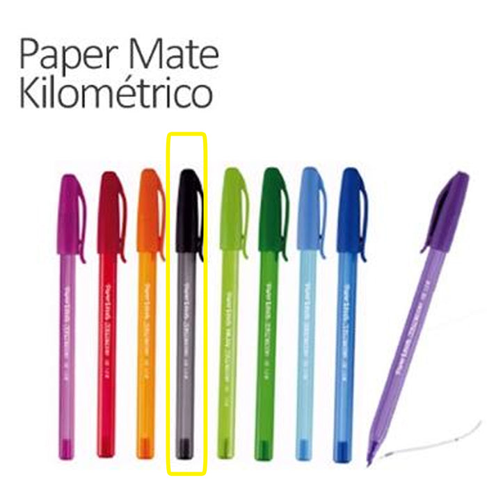 Pluma Kilometrico 100 Punta 1.0 Mediana Paper Mate Negro