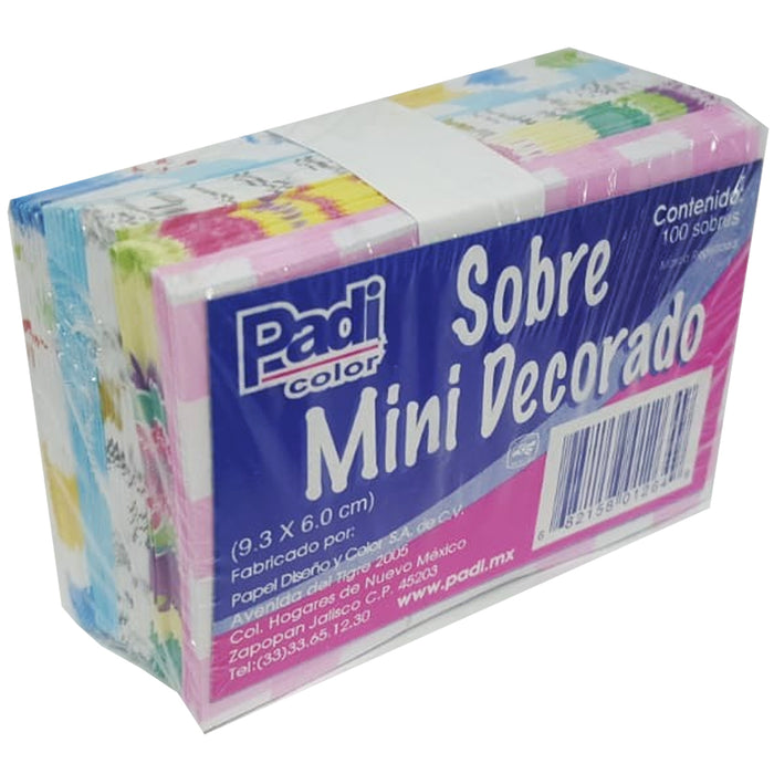 Sobre Mini Decorado 9.3 x 6 cm Bolda 100 Piezas Padi