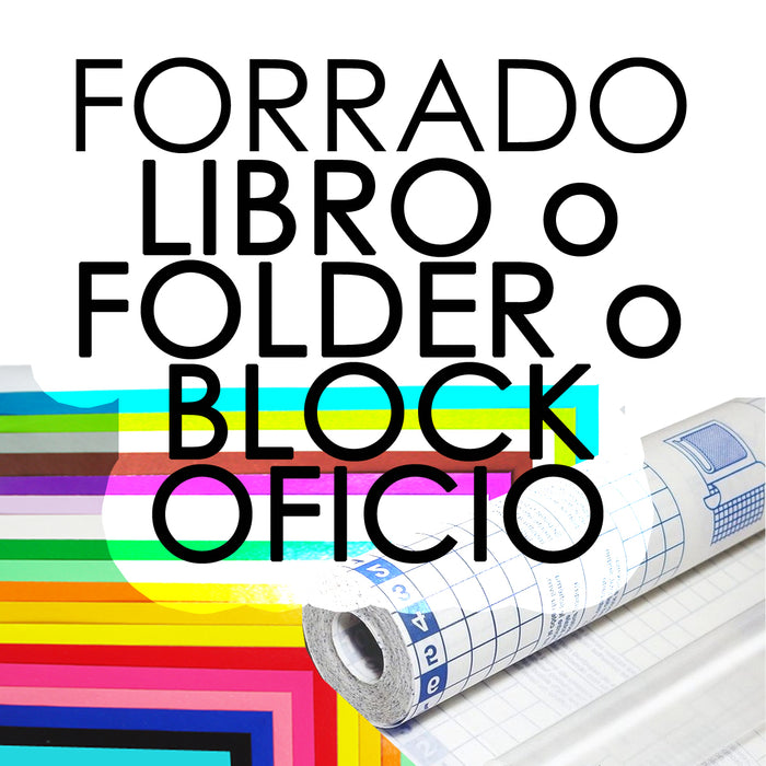 Servicio de Forrado Libro o Folder o Block Oficio con Lustre y Contac $50 02/24