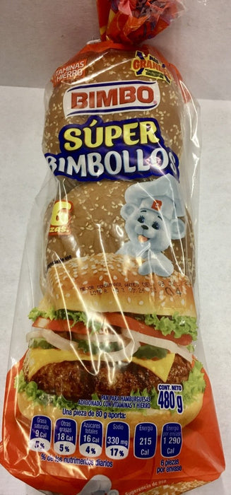 Super Bimbollos Pan Para Hamburguesa 480 g 6 Pzas