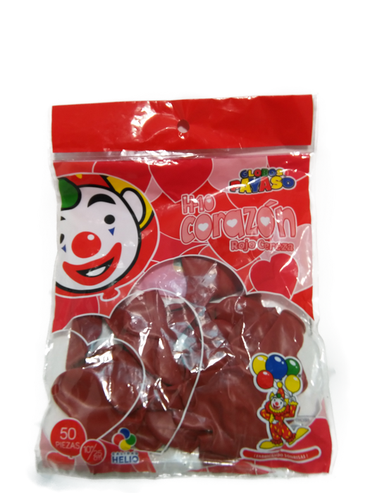 Globo Corazon Bolsa 50 Piezas Globos Payaso H-10