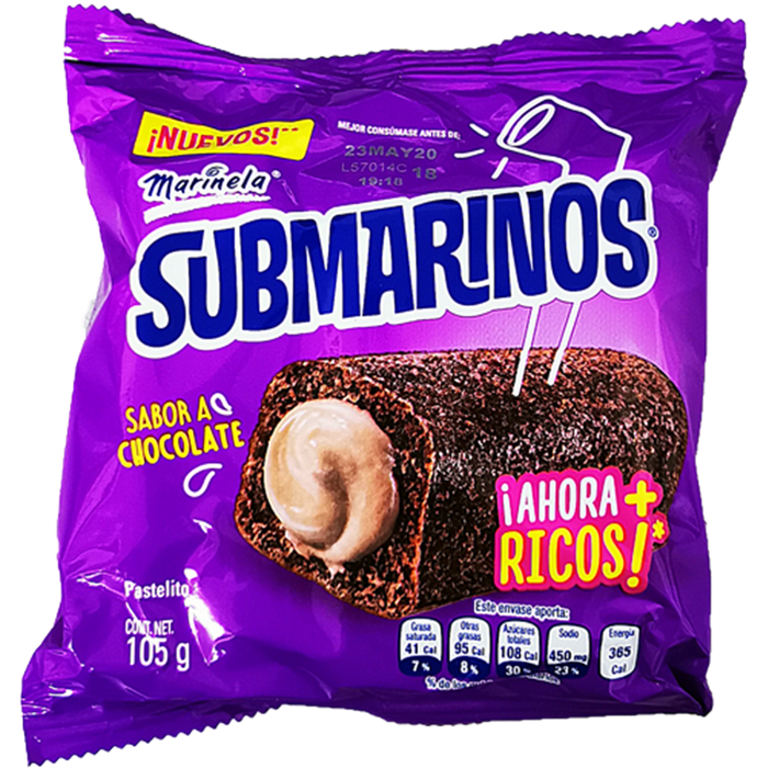 Submarinos Sabor Chocolate 105 g Marinela