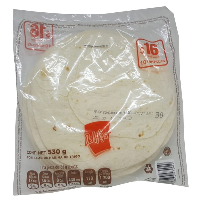 Tortillas De Harina Del Hogar 530 gr 10 Piezas Bimbo